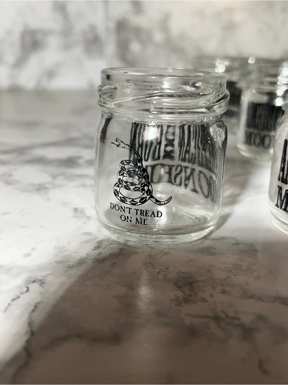 American Born Moonshine Mini Glass Jars Set of 12